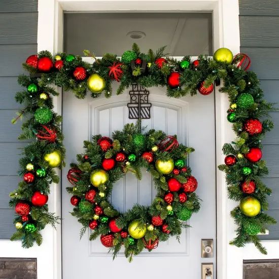 30 in. Lighted Christmas Wreath - Festive Holiday {3}