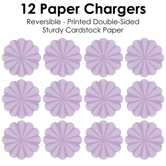 Big Dot of Happiness Purple Stripes - Simple Party Round Table Decorations - Paper Chargers - Place Setting For 12 {7}