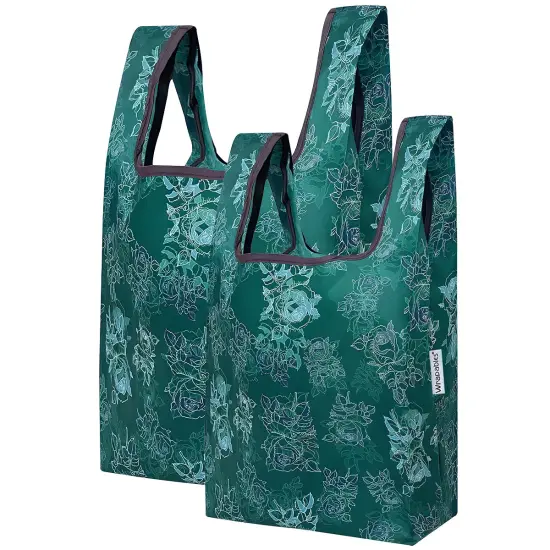 Wrapables JoliBag Collection Reusable Shopping Bag (Set of 2) Green Rose Shadow {1}