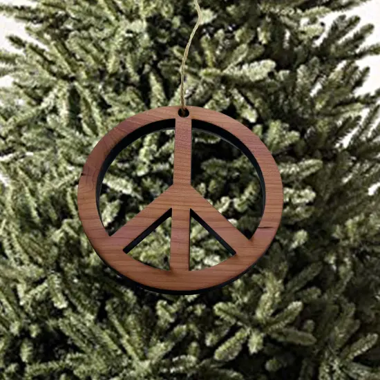 Peace Symbol - Cedar Ornament {2}