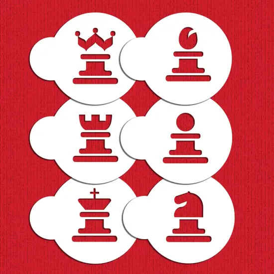 Chess Cookie Stencil Set | C486 by Designer Stencils | Cookie Decorating Tools | Baking Stencils for Royal Icing, Airbrush, Dusting Powder | Reusable Plastic Food Grade Stencil for Cookies | Easy to Use & Clean Cookie Stencil {1}
