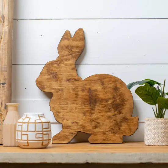 18 in. Unfinished Wooden Side View Bunny Shape {4}