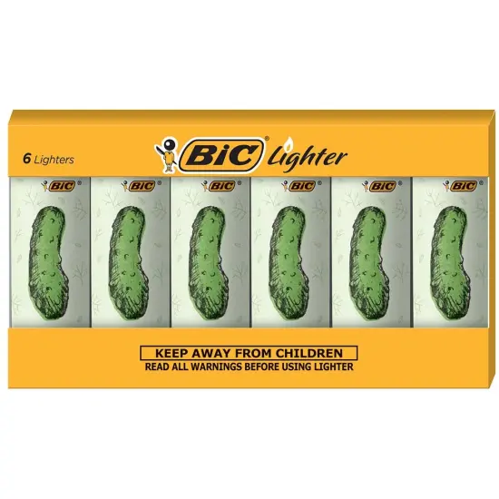 BIC Maxi Pocket Lighter, Special Edition Pickle Collection, Assorted Unique Lighter Designs, 6 Count Pack of Lighters {2}