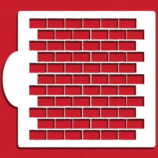Brick Wall Cake Stencil Side | C1090 by Designer Stencils | Cake Decorating Tools | Baking Stencils for Royal Icing, Airbrush, Dusting Powder | Reusable Plastic Food Grade Stencil | Easy to Use {1}