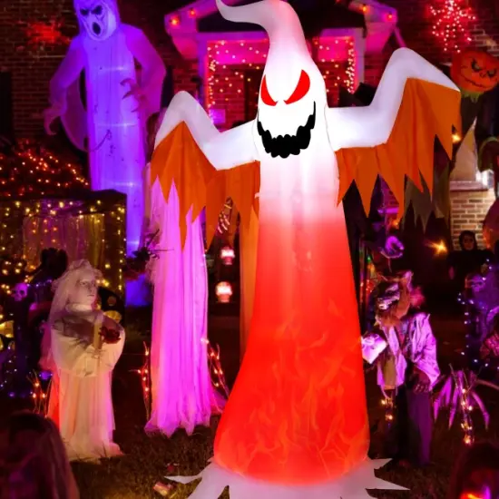 8 Feet Halloween Inflatable Ghost with Rotatable Flame LED Lights {1}
