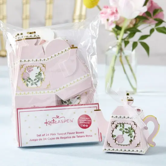 Tea Time Whimsy Teapot Favor Box - Pink (Set of 24) {3}