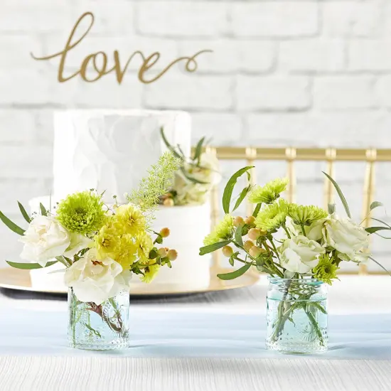 Vintage Blue Glass Tea Light Holder (Set of 8) {4}