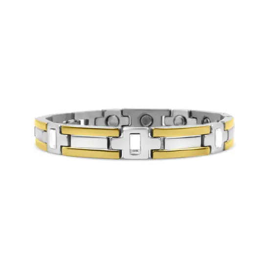 10 Pack - 6.75" Stainless Steel And Gold PVD Coated Magnetic Bracelet {2}