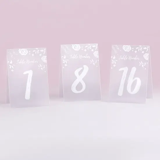 White Frosted Floral Tented Table Numbers (1-18) {1}