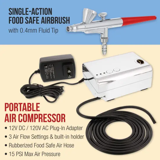 U.S. Cake Supply Complete Cake Airbrush Decorating Kit with 24 Vibrant Food Colors - Air Brush for Cake Decoration, Cupcakes, Cookies & Desserts {2}