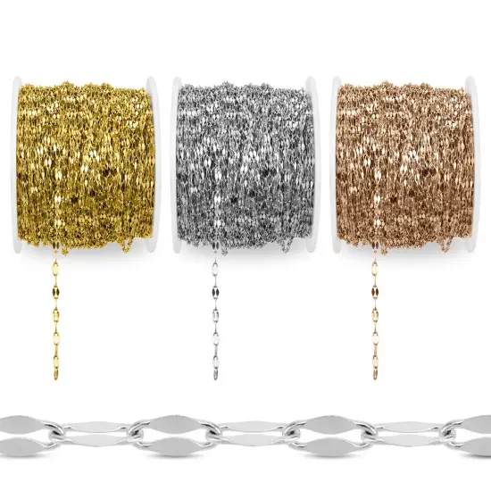 Stainless Steel PVD Coated 2mm Lip Chain 164' Spool 50 meter Gold {1}