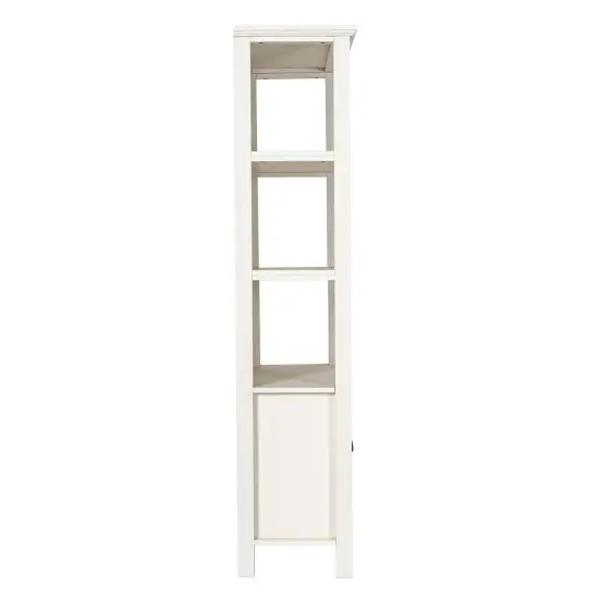 Merrick Lane Omaha Modern Farmhouse Storage Cabinet Bookcase, Glass Doors and Open Shelves Black {10}