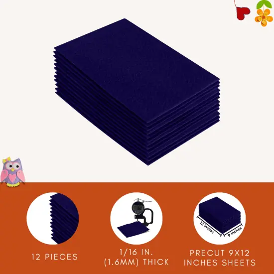 FabricLA Acrylic Felt Sheets for Crafts - Precut 9" X 12" Inches (20 cm X 30 cm) Felt Squares - Use Felt Fabric Craft Sheets for DIY, Costume, and Decoration | Navy Blue - 12 Pieces {3}