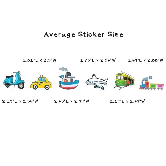 Wrapables Waterproof Vinyl Stickers for Water Bottles, Laptop, Phones, Skateboards, Decals for Teens, 100pcs Cars and Trains {6}