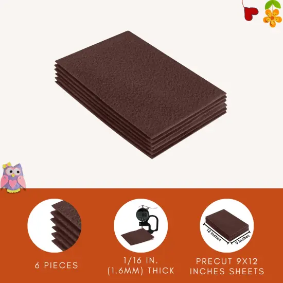 FabricLA Acrylic Felt Sheets for Crafts - Precut 9" X 12" Inches (20 cm X 30 cm) Felt Squares - Use Felt Fabric Craft Sheets for DIY, Costume, and Decoration | Light Brown - 6 Pieces {3}