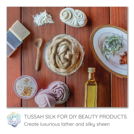 2oz Tussah Silk Fiber: Premium Grade Glossy Combed Top Roving. Hand Spinning, Blending, Felting, Dyeing, Paper & Soap Making. Natural Golden {4}