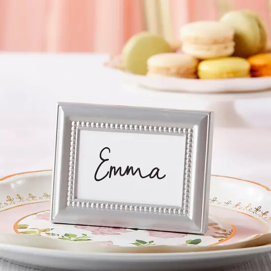 Beaded Silver Wall & Tabletop Picture Frames/Place Card Holder (Set of 6) {2}