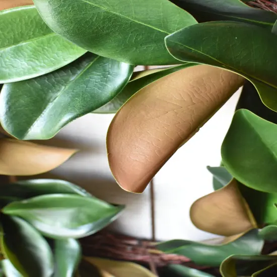 27" Faux Magnolia Leaf Wreath {3}