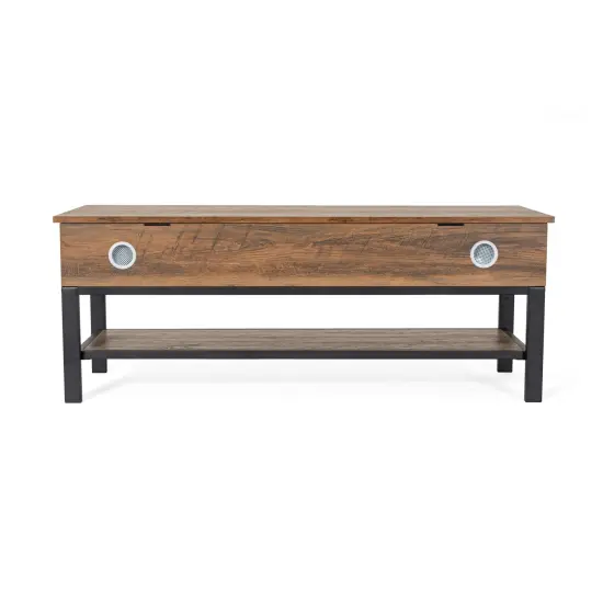 Merrick Lane Green River Rustic Farmhouse Entryway Bench with Bottom Storage Shelf Rustic Oak {4}