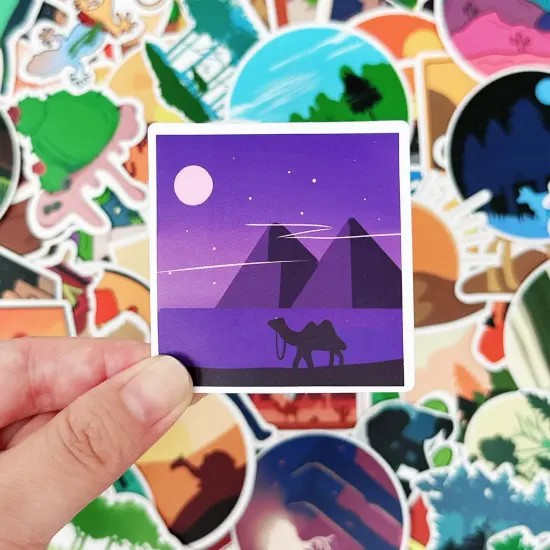 Wrapables Waterproof Vinyl Stickers for Water Bottles, Laptop, Phones, Skateboards, Decals for Teens, 100pcs Forest and Desert {4}