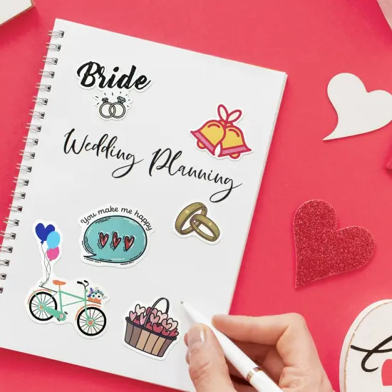 Wrapables Waterproof Vinyl Stickers for Water Bottles, Laptop, Phones, Skateboards, Decals for Teens, 100pcs Wedding {6}