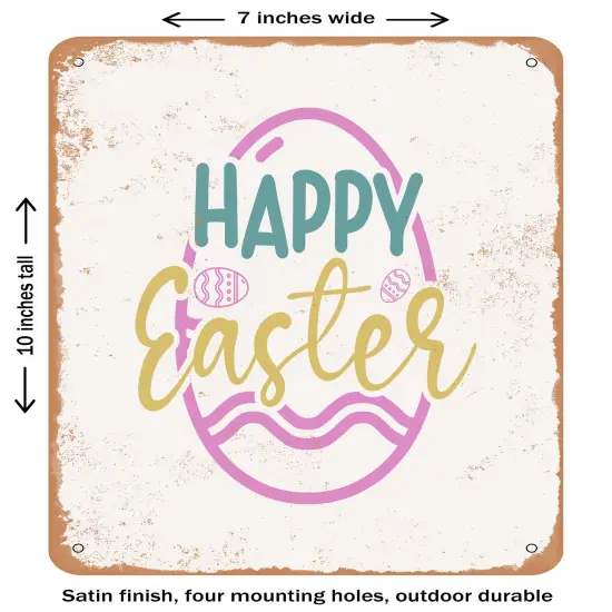 DECORATIVE METAL SIGN - Happy Easter - 2- Vintage Rusty Look {1}