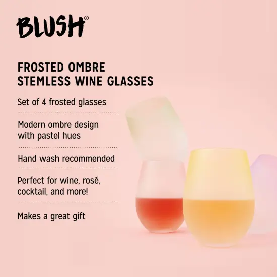Frosted Ombre Stemless Wine Glasses Blush {4}