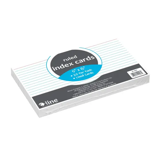 Index Cards, 5" x 8", White, Ruled, 25 Per Pack, 10 Packs {4}
