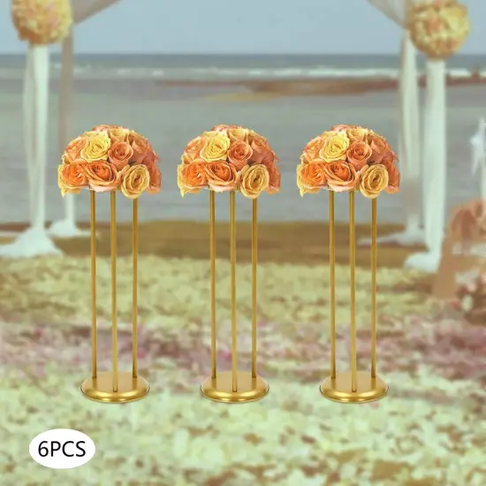 6pcs Gold Flower Column Rack Plant Pedestal Display Stand Home Wedding Decor {1}