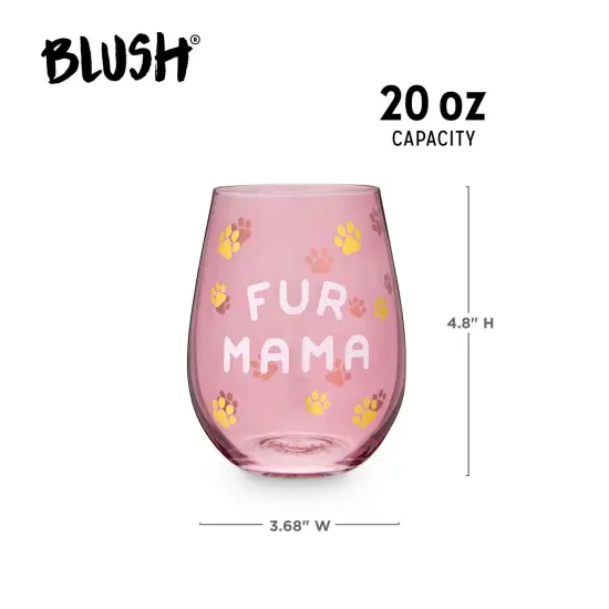 Fur Mama 20 oz Stemless Wine Glass Blush {4}