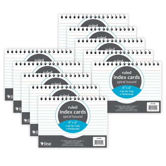 Spiral Bound Index Card Notebook, 4" x 6", Ruled, Pack of 10 {1}