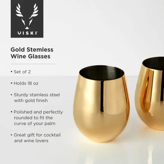 Gold Stemless Wine Glasses  {4}