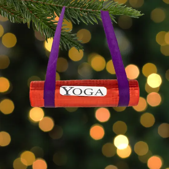Northlight 4.25" Shiny Red Yoga Mat Glass Christmas Ornament {3}