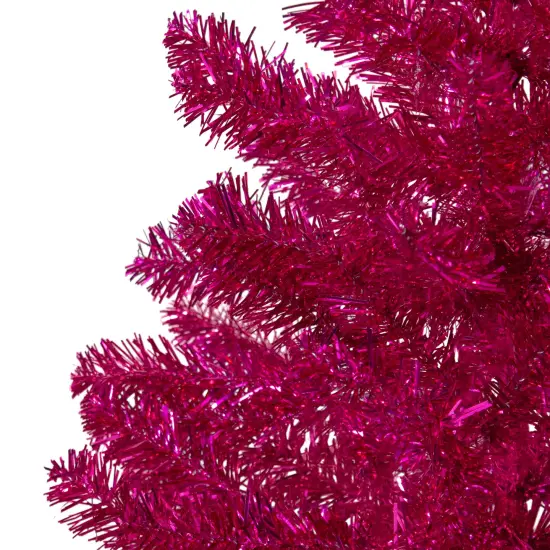 Northlight 3' Metallic Pink Tinsel Artificial Christmas Tree - Unlit {4}