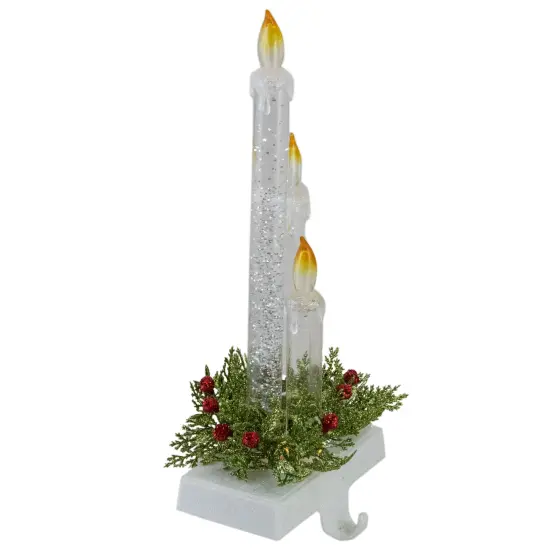 Northlight 9" Battery Operated LED Lighted Candle Christmas Stocking Holder White {4}