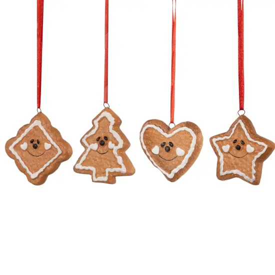 Northlight Gingerbread Heart Star Tree and Diamond Christmas Ornaments - 2.5" - Brown - Set of 4 {4}
