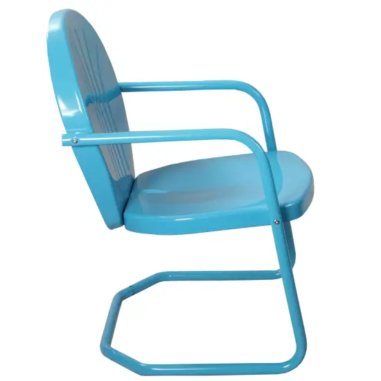 Northlight 34" Outdoor Retro Metal Tulip Armchair, Sky Blue {5}