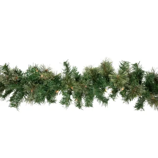 Northlight Pre-Lit Oregon Cashmere Pine Artificial Christmas Garland - 9' x 10" - Clear Lights Green {5}
