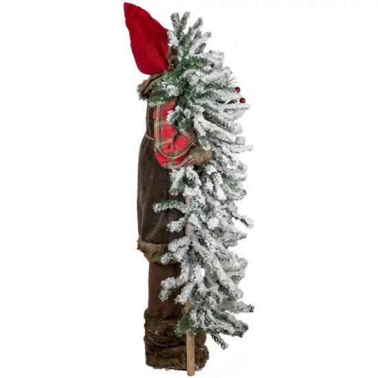 Northlight 48" Santa Claus with Artificial Flocked Alpine Tree Christmas Figure Brown {5}