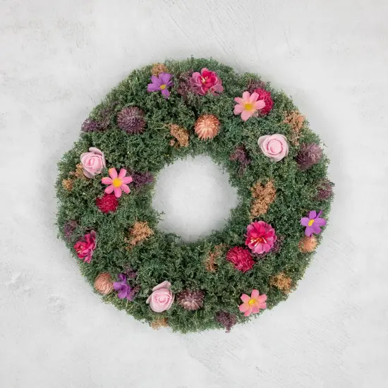 Northlight Thistle Mixed Floral Spring Wreath - 13" - Pink and Purple Green {4}