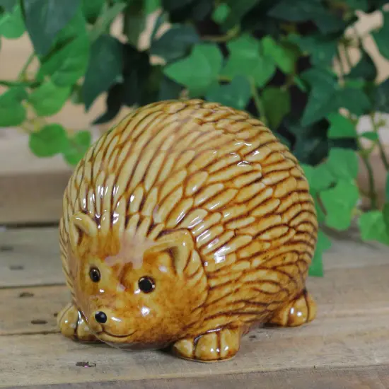 Roman 3.5" Pudgy Pals Relaxed Spined Tan Porcelain Hedgehog Table Top and Garden Figure Brown {4}