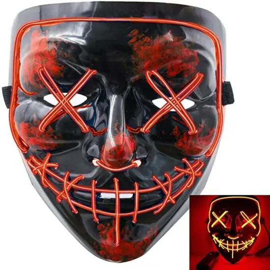 Kitcheniva Halloween Face Mask LED Light Up Party Purge Red {1}