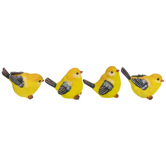 Tii Collections Set of 4 Medium Goldfinch Bird Figurines 4" Yellow {4}