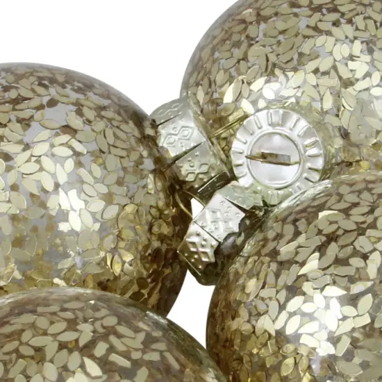 Northlight Metallic Leaves Christmas Glass Ball Ornaments - 4" (100mm) - Clear and Gold - 4ct {4}