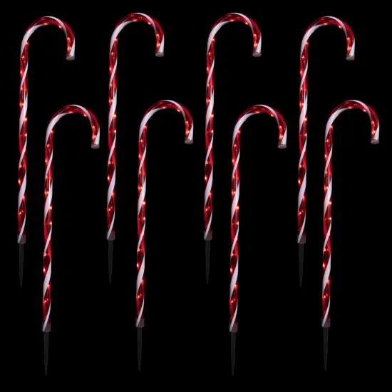 Northlight LED Lighted Candy Cane Outdoor Pathway Markers - 28" - Set of 8 Red {5}
