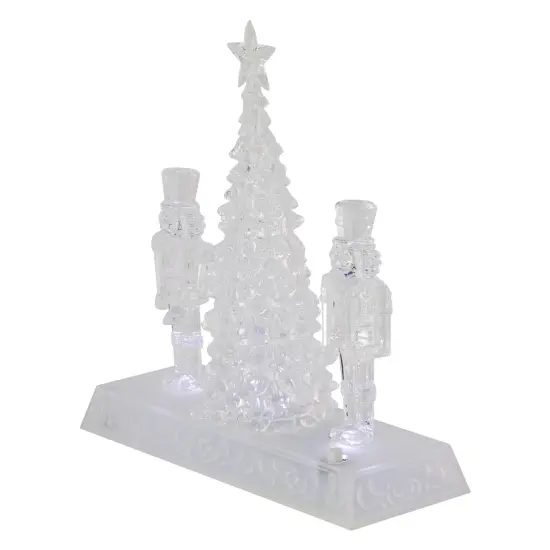 Northlight LED Lighted Icy Crystal Nutcracker and Christmas Tree Decoration - 9" - White Lights Clear {6}
