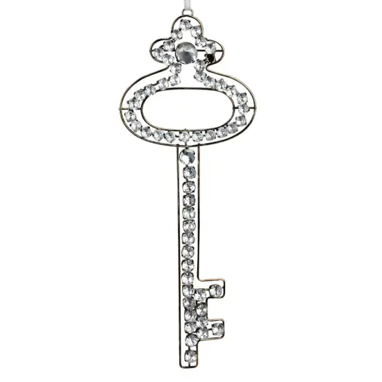 Allstate 9" Silver Antique Finish Rhinestone Key Christmas Ornament {4}