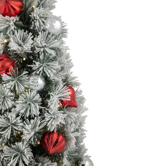 Northlight 3' Pre-Lit Potted Snowy Bristle Pine Artificial Christmas Tree, Warm White LED Lights Green {4}