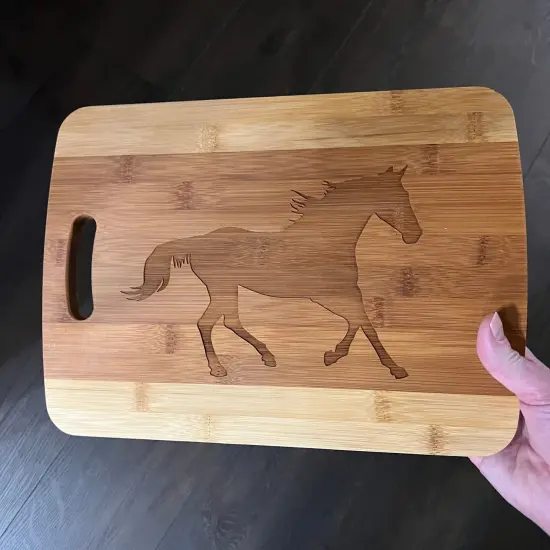 Running Horse Cutting Board 14''x9.5''x.5'' Bamboo {3}