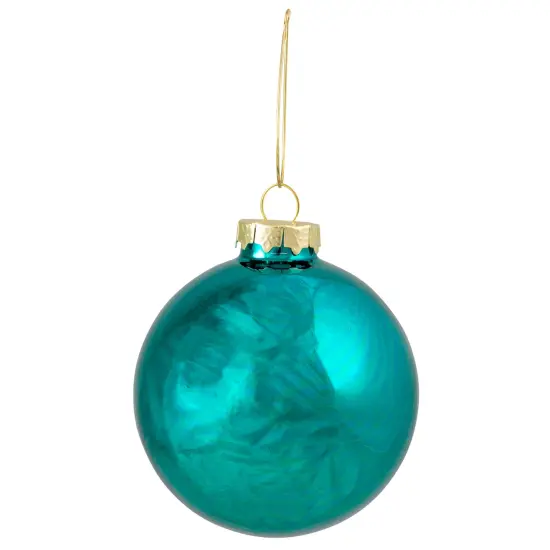 Northlight 6ct Shiny and Matte Turquoise Green Glass Ball Christmas Ornaments 3.25" (80mm) {5}
